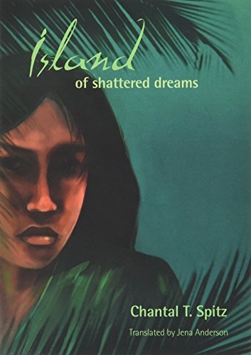 Cover of Island of Shattered Dreams, featuring a Tahitian woman peaking through palm leaves